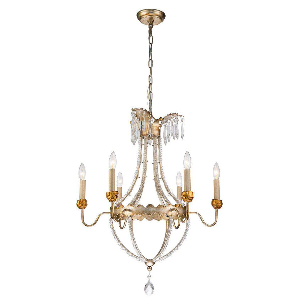 Monteleone 3 Light 21 inch Gold Leaf with Antique Chandelier Ceiling Light, Flambeau